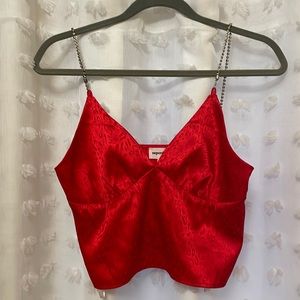 Silk superdown top with rhinestones
